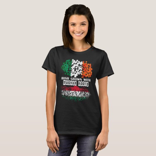 T-shirt Patrick Day irish Ireland root Magyar Hungary Flag (Devant entier)