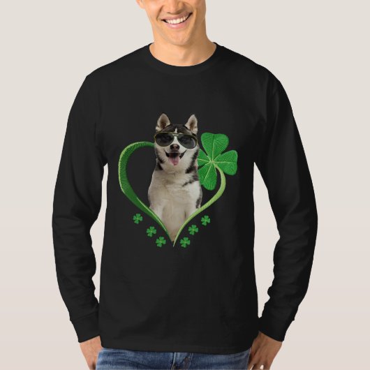 T-shirt Patrick Day Sibérie Husky Chien Drôle Shamrock Pup (Devant)