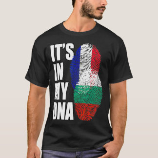 T-shirt Patrimoine Du Drapeau Mi D'ADN Bulgare Et Français