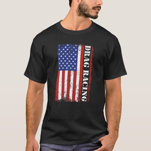 T-shirt Patrioric Racer Car American Drapeau Drag Racing (Devant)