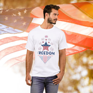 T-shirt Patriot Red Blue Freedom USA Flag Star Mens Family