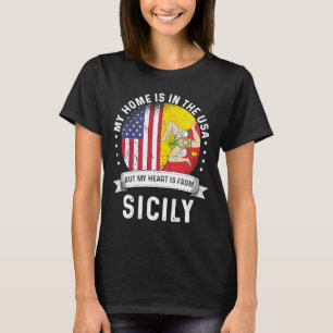 T-shirt Patriote Américain Sicilien Fier d'être né aux Éta