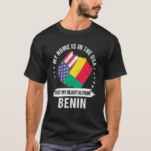 T-shirt Patriote Beninais Américain Fier Mon coeur est