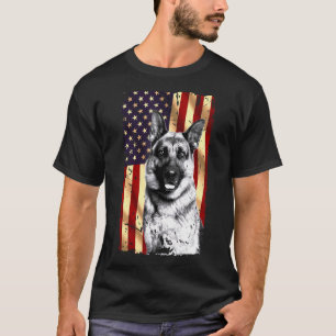 T-shirt Patriote Berger Allemand Drapeau Américain 4 Juill