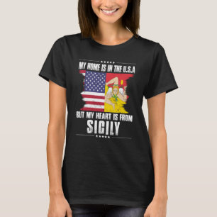 T-shirt Patriote Sicilien Américain Cultivé Fier Accueil C