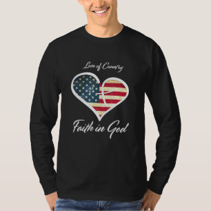 T-shirt Patriotes foi chrétienne en Dieu Coeur Croix Améri