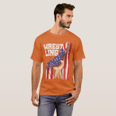T-shirt Patriotic American Flag Combat Sport Wrestler vint (Devant entier)