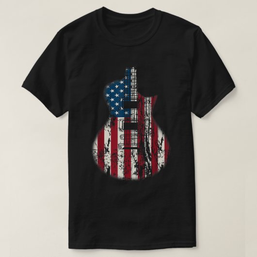 T-shirt Patriotic American Flag Guitar Design (Design devant)