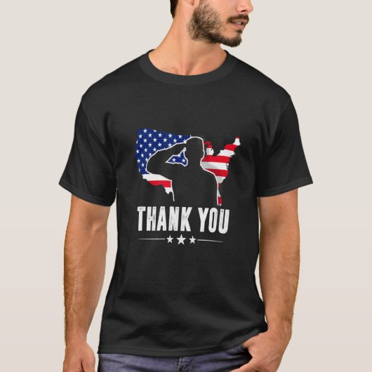 T-shirt Patriotic American Flag Thank You For Your Service (Devant)