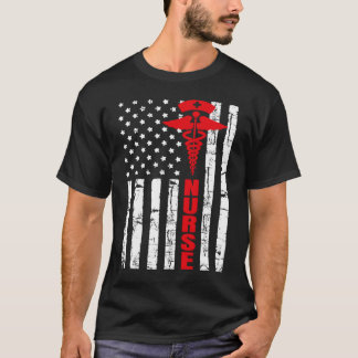 T-shirt Patriotic American USA Drapeau Infirmière inscrite