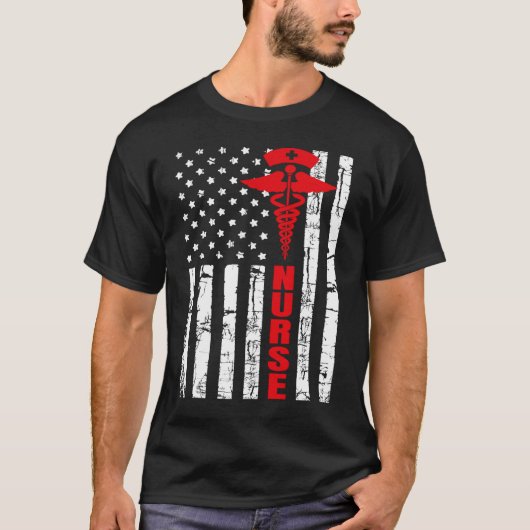 T-shirt Patriotic American USA Drapeau Infirmière inscrite (Devant)