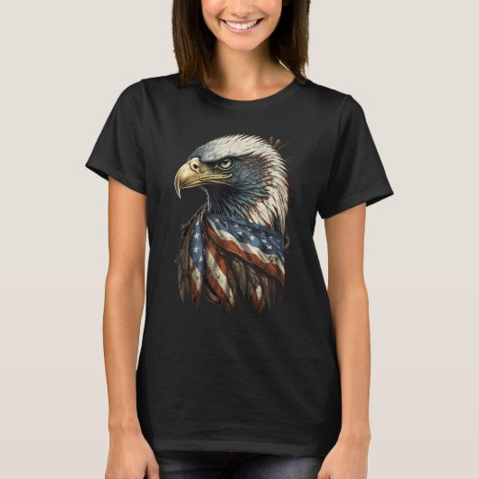T-shirt Patriotic Bald Eagle 4th Of July Men USA American  (Devant)
