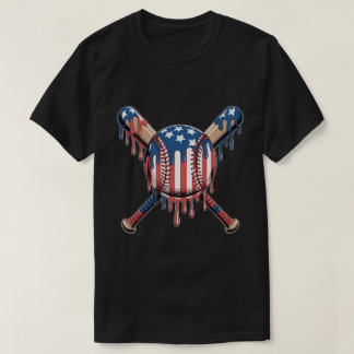T-shirt Patriotic Baseball Shirt American Flag Dripping Ba