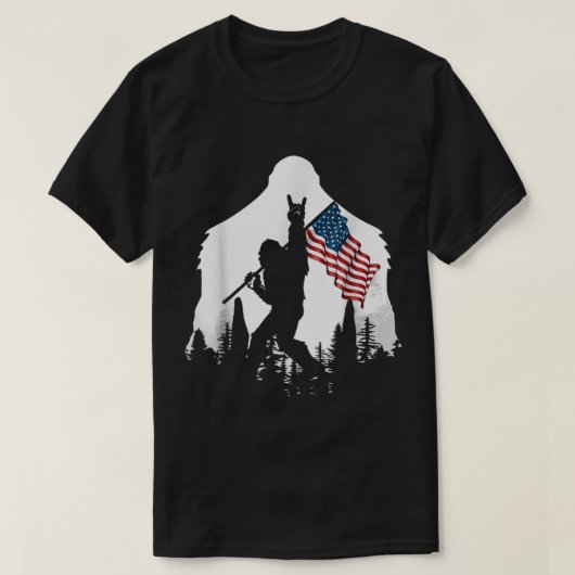 T-shirt Patriotic Bigfoot Silhouette Art (Design devant)