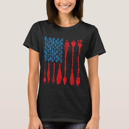 T-shirt Patriotic Bow Hunting   Usa American Flag Arrows T (Devant)