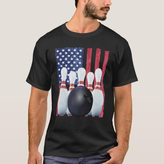 T-shirt Patriotic Bowling Uniform Bowling Coach (Devant)