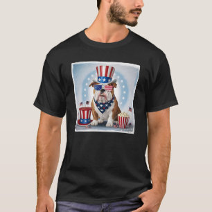 T-shirt Patriotic Bulldog Design - Fêtez la fête de l'Amér