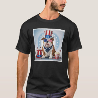 T-shirt Patriotic Bulldog Design - Fêtez la fête de l'Amér