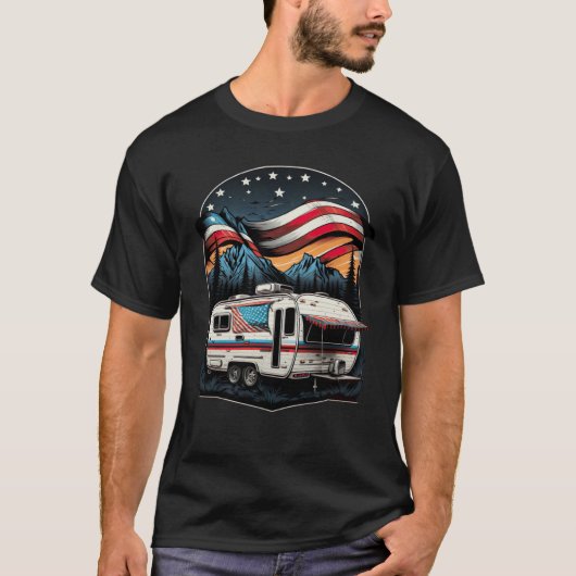 T-shirt Patriotic Camping And Caravan Adventure USA 1 (Devant)