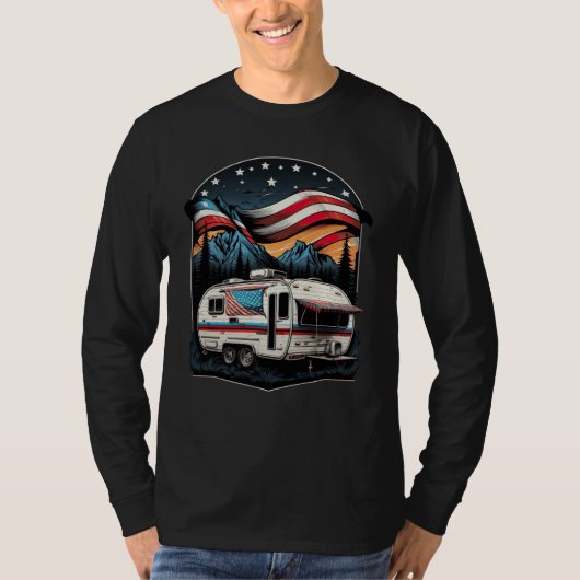 T-shirt Patriotic Camping And Caravan Adventure USA 1 (Devant)