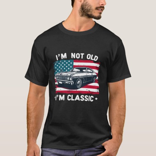 T-shirt Patriotic Car Graphisme US Drapeau Je ne suis pas  (Devant)