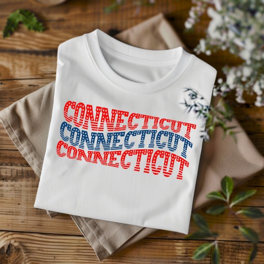 T-shirt Patriotic Connecticut rouge et bleu Boho