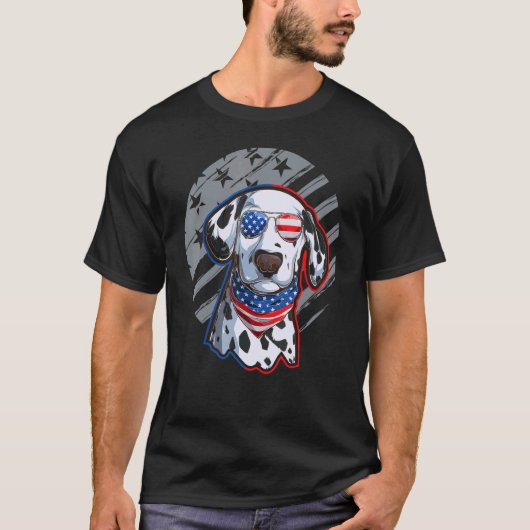 T-shirt Patriotic Dalmatian Dog 4th of July (Devant)