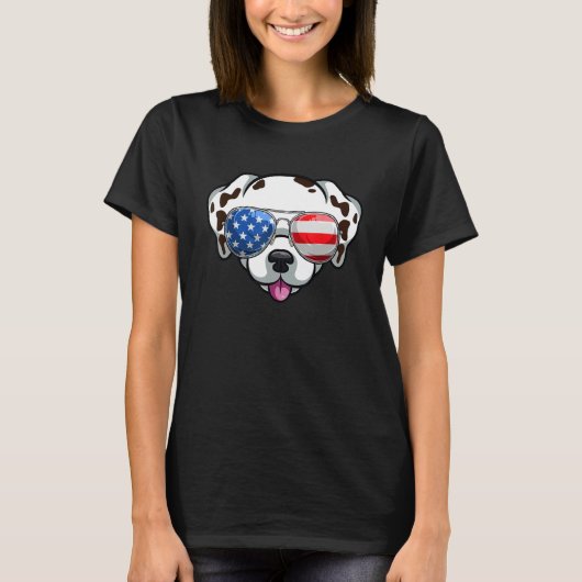 T-shirt Patriotic Dog Pet Proud 4th Of July Retro American (Devant)