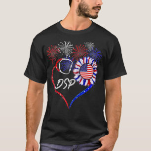 T-shirt Patriotic DSP Sunflower 4th Of July American Flag 