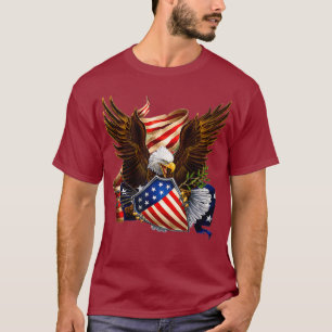 T-shirt Patriotic Eagle Shield flèches American tee 4th