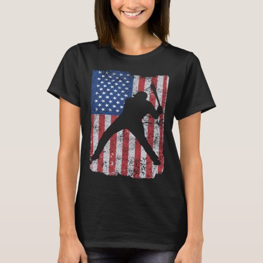 T-shirt Patriotic Flag Baseball Softball 4 Th Of July Play (Devant)