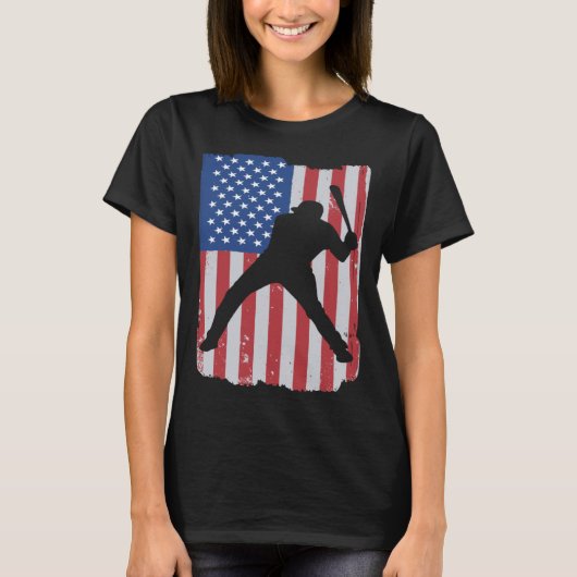 T-shirt Patriotic Flag Baseball Softball 4 Th Of July Play (Devant)