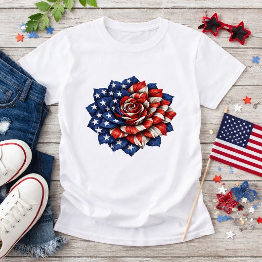 T-shirt Patriotic Flag Floral Illustration