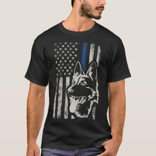 T-shirt Patriotic German Shepherd K9 Unit Thin Blue Line P