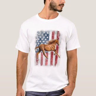T-shirt Patriotic Horse American Flag