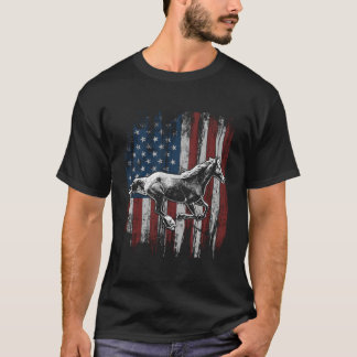 T-shirt Patriotic Horse American Flag Horseback Riding