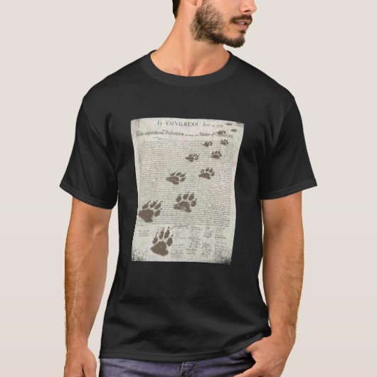 T-shirt Patriotic Inky Cat Paws On The Declaration of Inde (Devant)