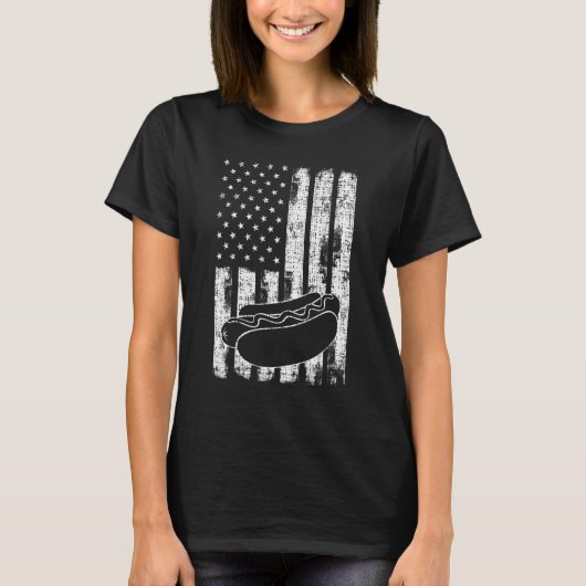 T-shirt Patriotic July 4th Picnics USA Flag Hotdog Wieners (Devant)