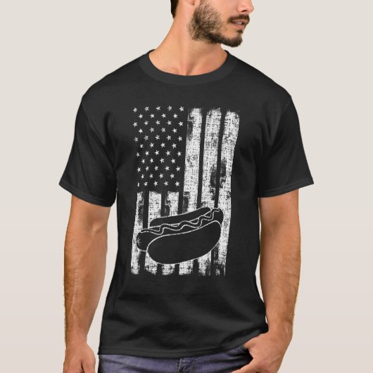 T-shirt Patriotic July 4th Picnics USA Flag Hotdog Wieners (Devant)