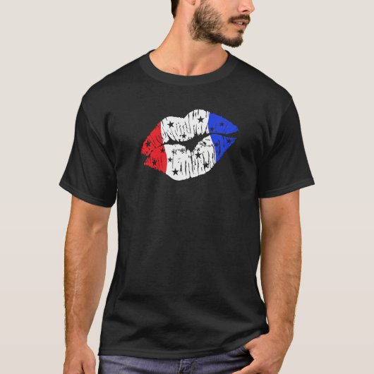 T-shirt Patriotic Kiss on the Red White and Blue Lips USA (Devant)