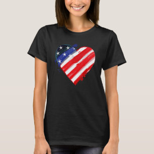 T-shirt Patriotic Love Heart US USA American Flag Color 4t