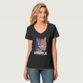 T-shirt Patriotic Maine Coon Face Independence Day Feline  (Devant entier)