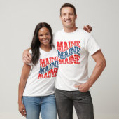 T-shirt Patriotic Maine Rouge et bleu Boho (Unisexe)