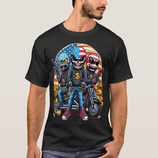 T-shirt Patriotic Masked Biker Gang (Devant)