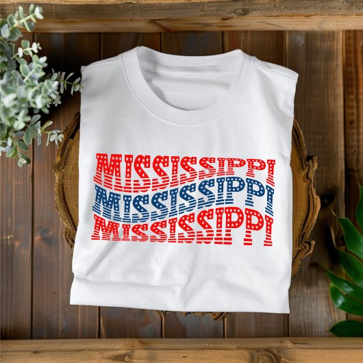 T-shirt Patriotic Mississippi rouge et bleu Boho