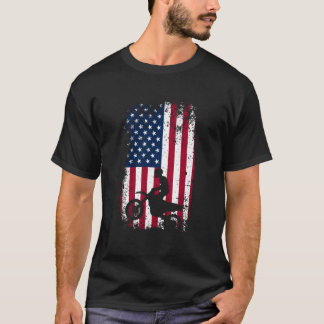 T-shirt Patriotic Motocrosser Dirt Bike American Flag Moto