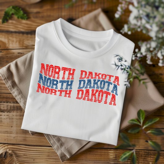 T-shirt Patriotic North Dakota Red et Blue Boho