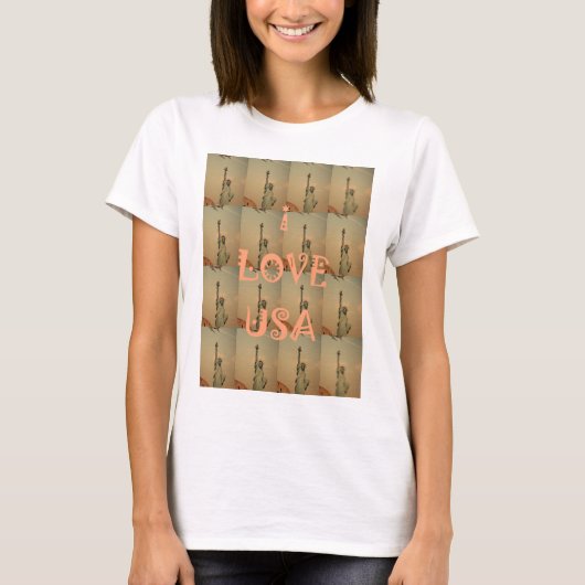 T-shirt Patriotic Pop Art : "I Love USA" Graphisme Art Des (Devant)