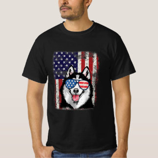 T-shirt Patriotic Siberian Husky American Flag Dog Lover