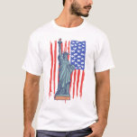 T-shirt Patriotic Statue of Liberty American Flag NYC Desi<br><div class="desc">A striking patriotic design featuring the Statue of Liberty in front of the American flag with a bold NYC street art style. This graphic celebrates American pride, freedom, and the iconic spirit of New York City. Perfect for patriots, NYC lovers, tourists, and anyone who enjoys vibrant, urban-inspired designs with a...</div>